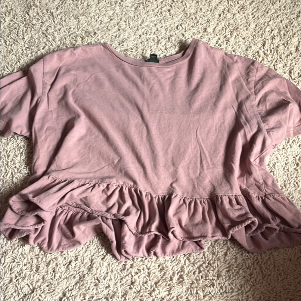 Wild Fable Pink Ruffled Short Sleeve Blouse